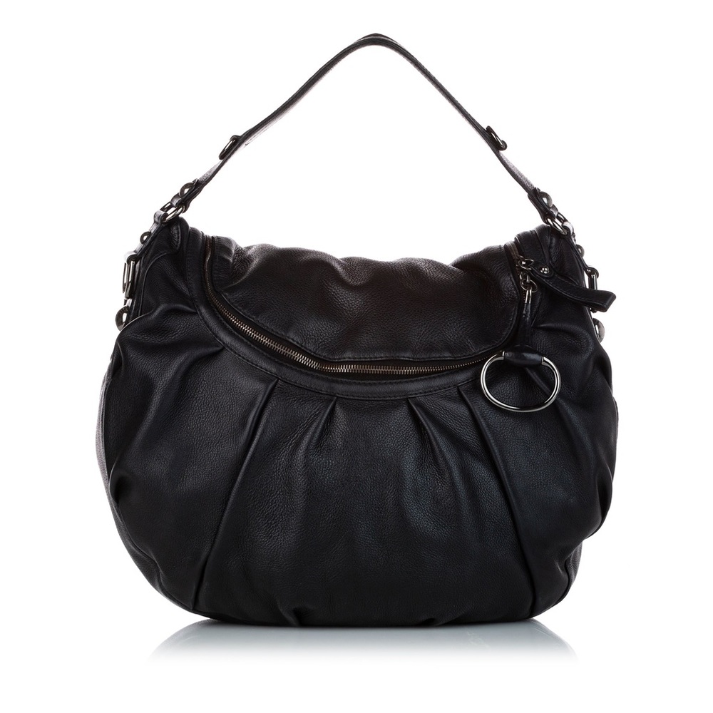 AUTHENTIC Black Gucci Icon Bit Leather Satchel Bag